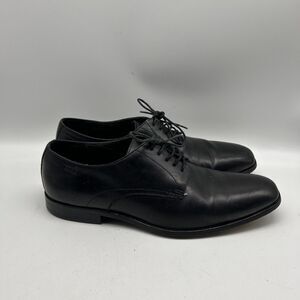 Hugo Boss Mens 7.5 Black Vero  Cuoio Leather Dress Oxford Casual Formal‎